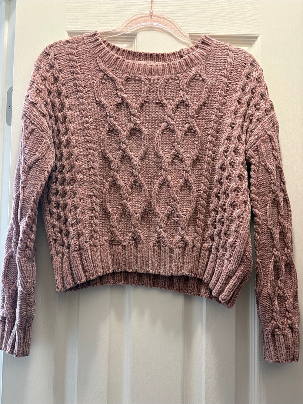 Hippie Rose Cable Knit Women's Sweater in Dusty Rose